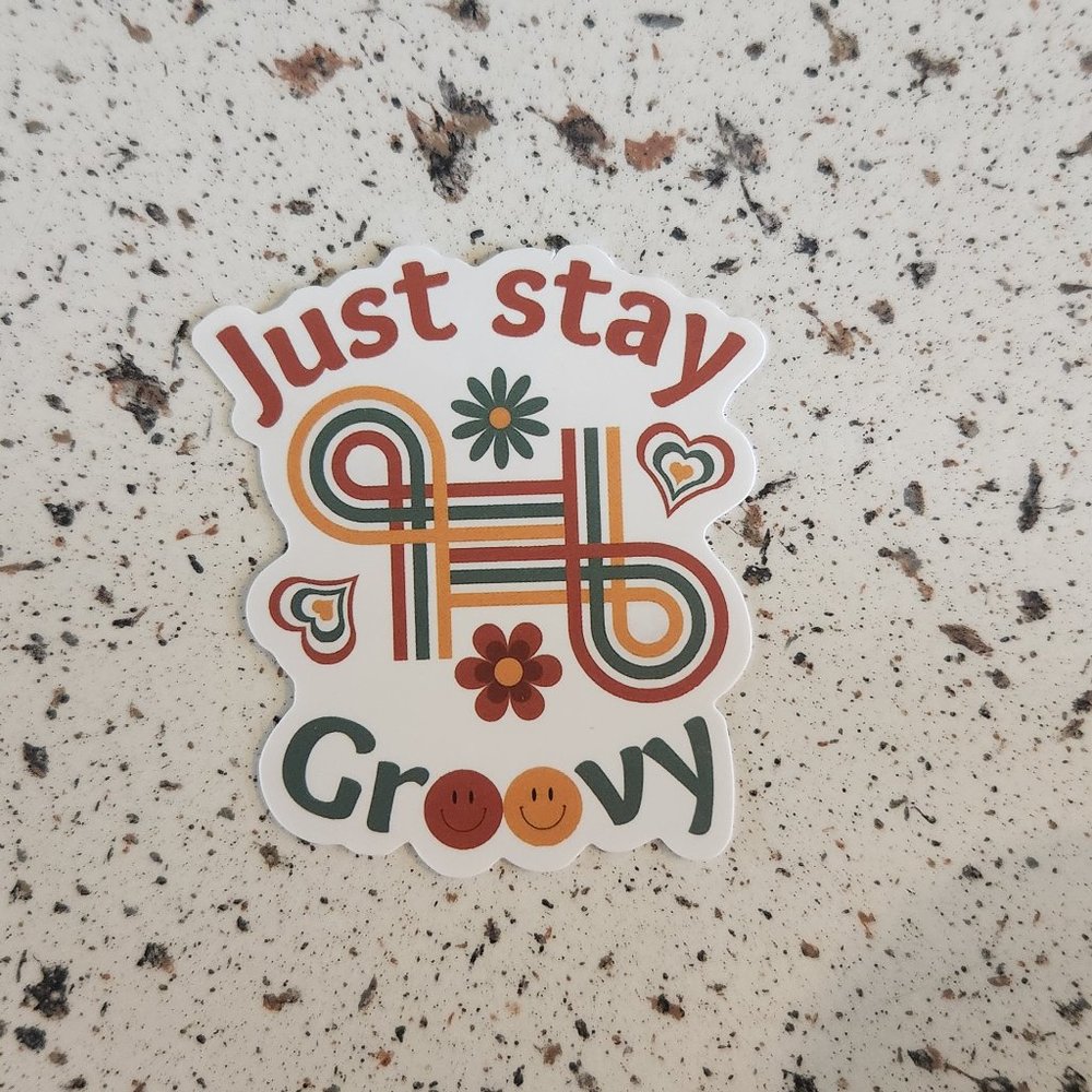 10/$10 NEW Just Stay Groovy Hippie Boho Retro Love Flower Sticker